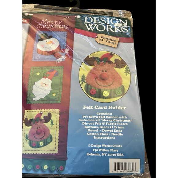 Design Works Jewel Felt Merry Christmas Felt Card Holder Kit 33" Long Pre-Cut - Picture 2 of 4